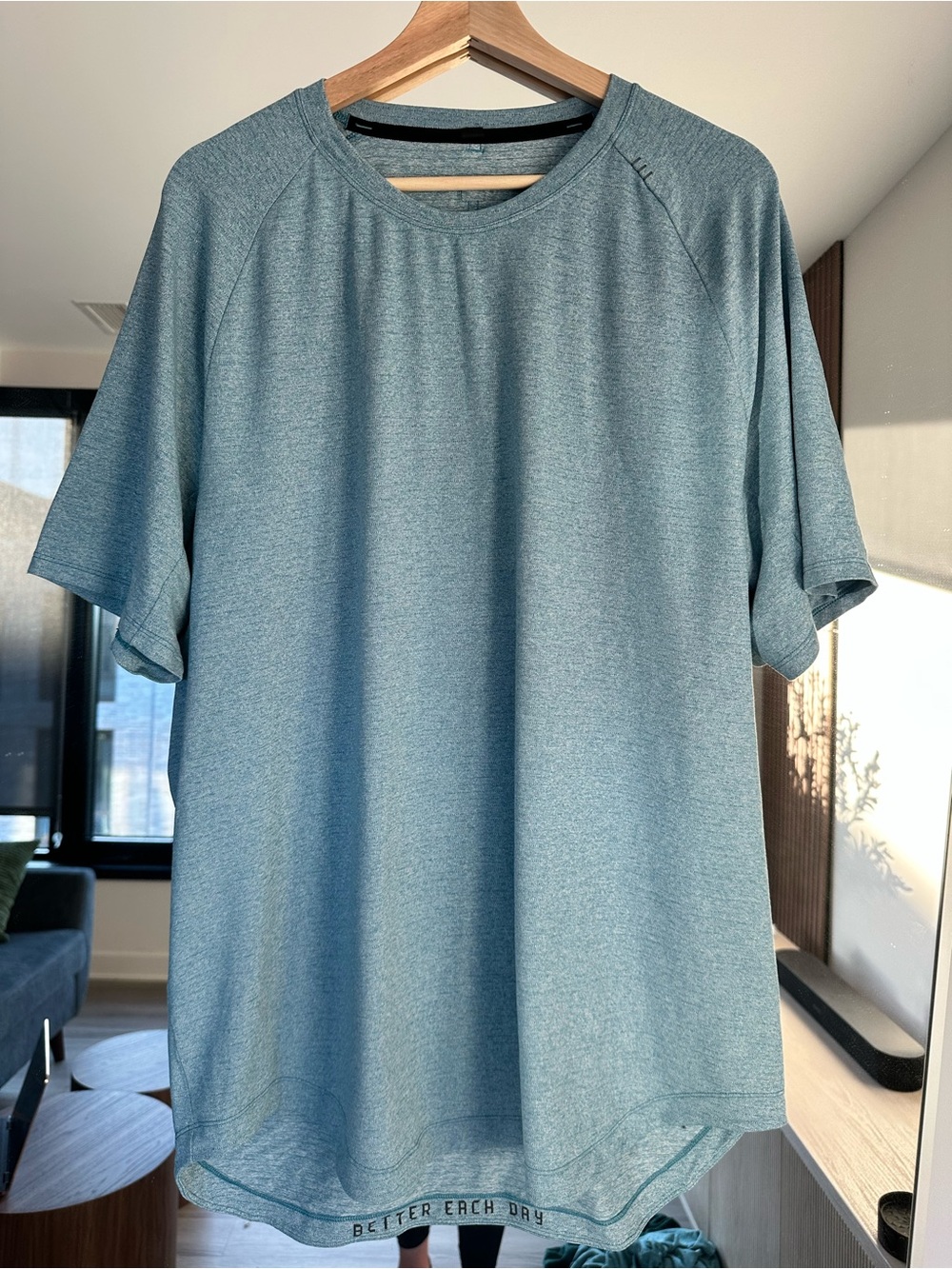 Lululemon Drysense athletica Men's Short Sleeve Crew Tee in Heather Teal Blue